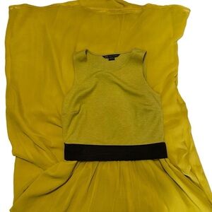 Armani Exchange Yellow Sleeveless Dress with Black Waistband